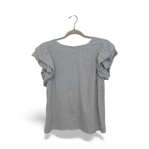a new day Tops - A New Day Light Blue and White Striped Blouse Size L